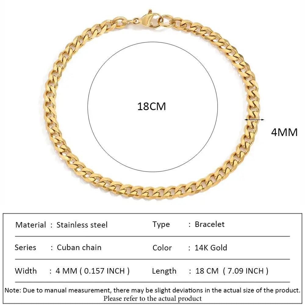 Classic Snake Chain Bracelets for Women Trend  Fashion Stainless Steel Cuban Chain Bracelet