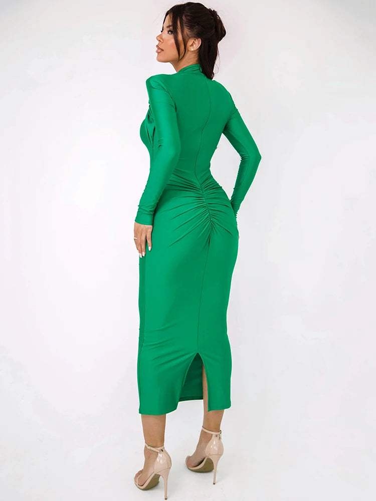 Hollow Out Long Sleeve Sexy Maxi Dress For Women Gown Autumn Winter