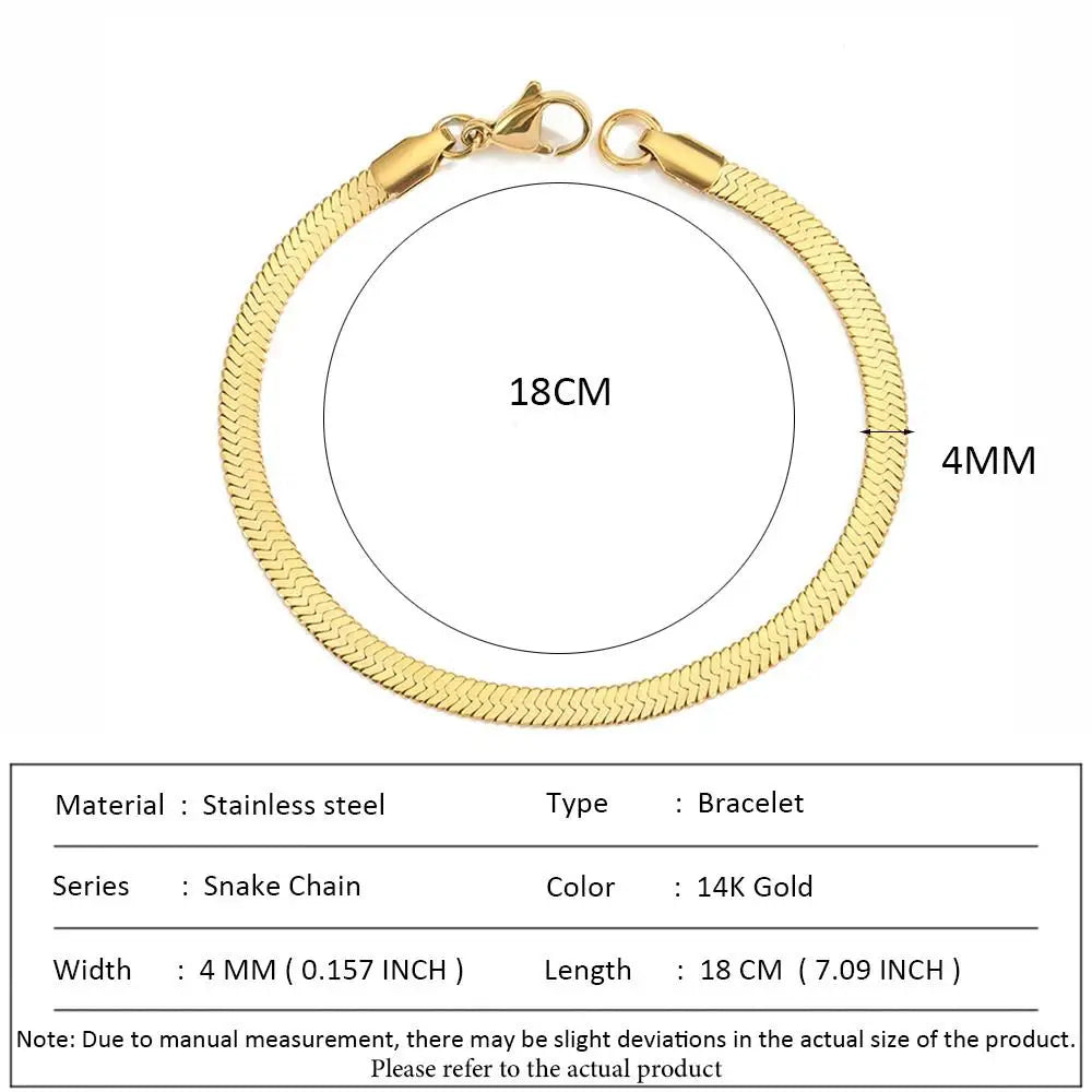 Classic Snake Chain Bracelets for Women Trend  Fashion Stainless Steel Cuban Chain Bracelet